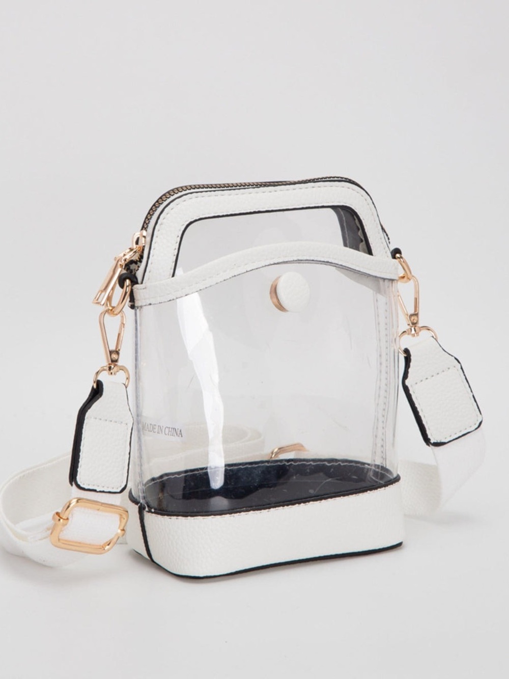 Clear Crossbody Bag with White Trim - Picture 3 of 3